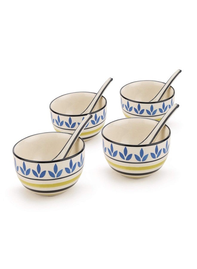 KITTENS Ceramic Soup Bowls with Spoons Set of 4, 350ml Microwave & Dishwasher Safe | Food Grade Material | Multicolour | Snack Bowl | Mixing Bowl| Ideal for Rice, Dal, Fruits, Salad etc. - Image 2